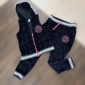 플리스 셋업 블랙 후드 부착