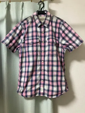 아베크롬비 체크 무늬 반팔 셔츠 XL