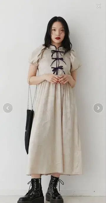 jouetie 쥬에티 차이나 리본 롱 원피스 아이보리
