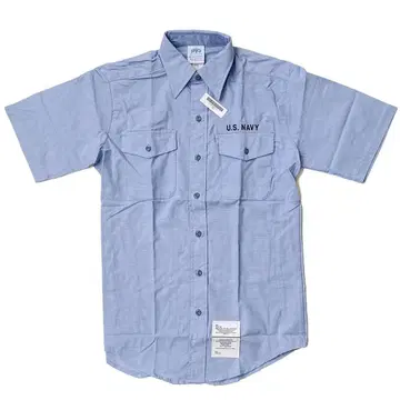 미군 U.S.NAVY 샴브레이 셔츠 M 반팔 Deadstock