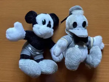 레어 미키 & 도날드 흑백 봉제 인형 약 15cm