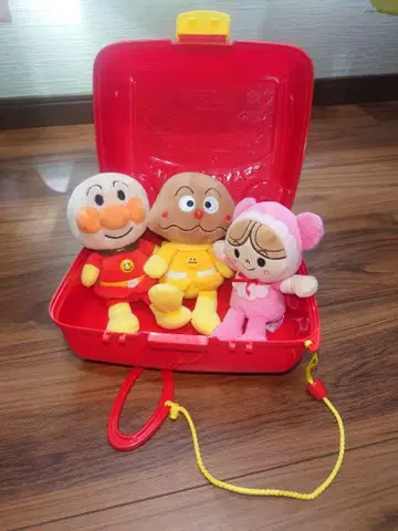 호빵맨 봉제 인형 3종 세트 캐리어 케이스 포함