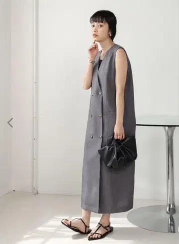 BAB 그레이 I 라인 원피스 슬리브리스 롱 원피스