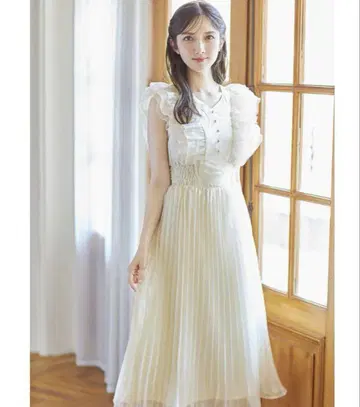 tocco closet 허리 셔링 튤 프릴 플리츠 원피스