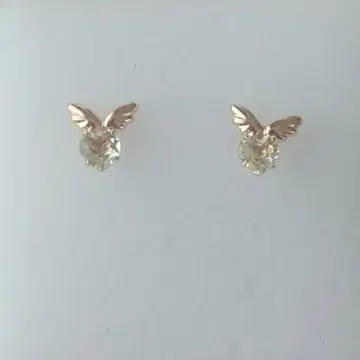 미사용 K10 허니 쿼츠 깃털 천사 하트 귀걸이