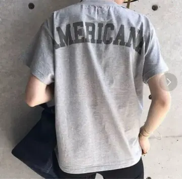 아메리카나 티셔츠 그레이 백 로고 자수 로고 백 프린트