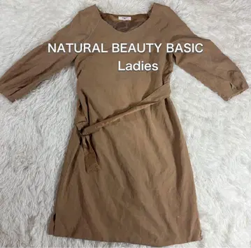 NATURAL BEAUTY BASIC 7부 소매 허리 벨트 원피스 S