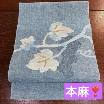 여름 오비, 단오비, 순수 린넨, 포도 패턴, 산뜻함(^^)