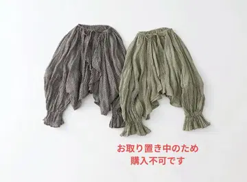 nest Robe 린넨 거즈 깅엄 볼레로 블라우스