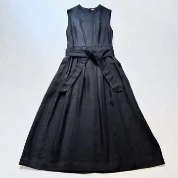 두지엠 클라세 LINEN 롱 개더 원피스 린넨 허리 리본 블랙