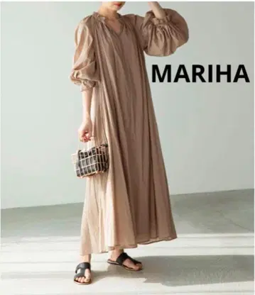 미사용급 MARIHA 봄 꽃 드레스 맥시 원피스 볼륨 슬리브