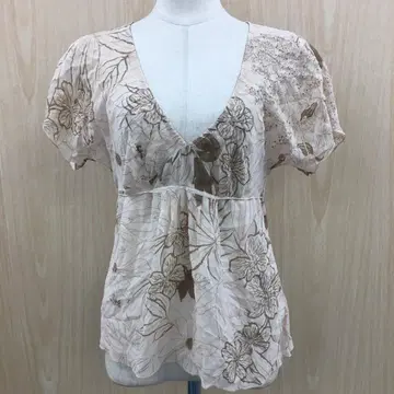 띠어리 럭스 시스루 꽃무늬 실크 블라우스 F0619A04