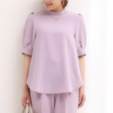 하이넥 숏 슬리브 블라우스 라벤더 보라색 퍼플 TIARA