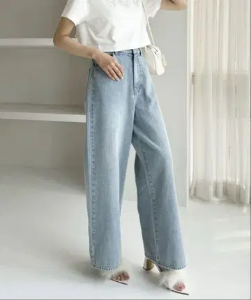 허리 사이즈 조절 가능] 와이드 데님 팬츠