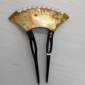 수선 금 마키에 일본 의류 머리 장식 연꽃 무늬 펄 장식