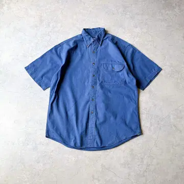 00s LANDS' END 반팔 셔츠 네이비 y2k 랜즈엔드