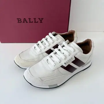 BALLY 버건디 로고 스웨이드 가죽 스니커즈 37