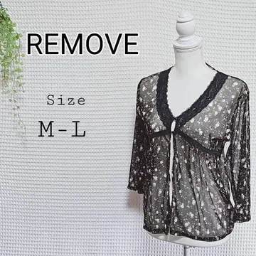REMOVE 시어한 느낌의 꽃무늬 시스루 가디건 M-L 사이즈 블랙