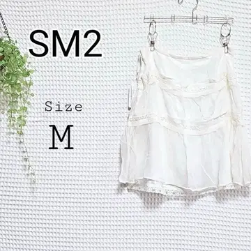 SM2 화이트 쉬폰 레이스 미디 길이 캉캉 스커트 M