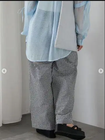 새상품 SM2 깅엄 체크 린넨 팬츠 sizeF