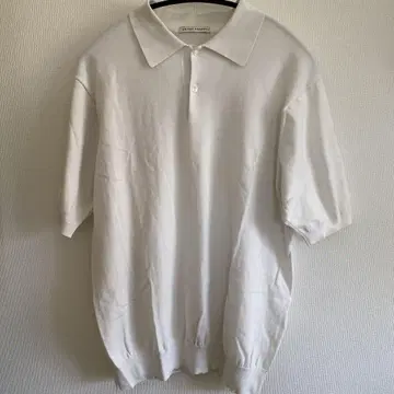 UNITED ARROWS 화이트 니트 피케 셔츠 반팔