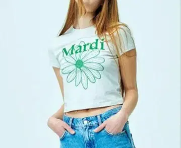 Mardi Mercredi 마르디메크르디 크롭 미니 길이 티셔츠