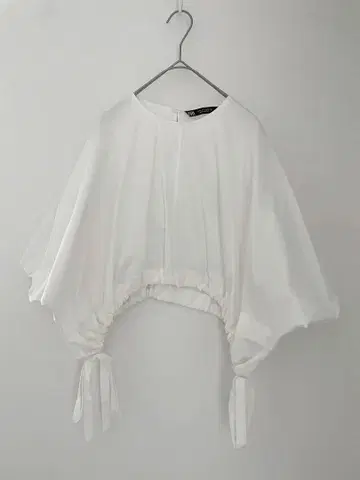 ZARA 숏 기장 벌룬 슬리브 리본 탑 L 사이즈