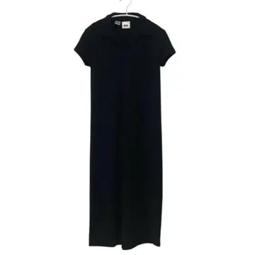 DKNY 블랙 카라 부착 반팔 롱 원피스