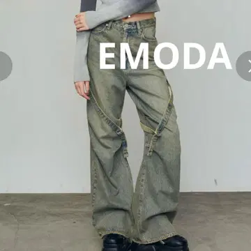 EMODA 카고 벨트 루즈 청바지