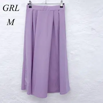 e4654 [그레일] 라일락 컬러 고급스러운 롱 스커트 M 허리 밴딩