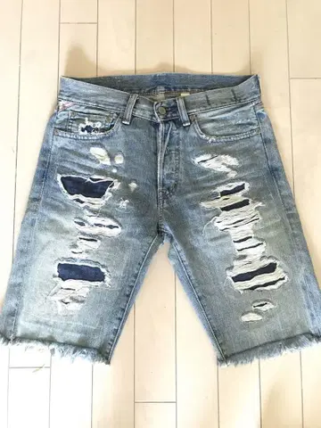 ralph lauren denim&supply 데미지 데님 하프 팬츠