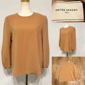 UNITED ARROWS 조젯 크루넥 블라우스 상의 긴팔