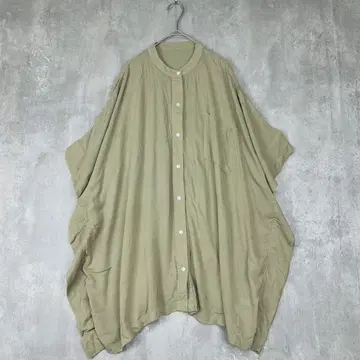 부즈루드 블라우스 셔츠 넉넉한 판초 스타일 카키 그린 반팔 여름