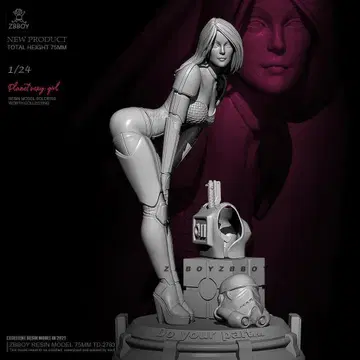 1/24 75mm 스톰 트루퍼를 이끄는 여성 대장 레진 피규어 177
