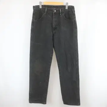 RUSTLER 로고 택 블랙 데님 팬츠 구제 의류 블랙 남성용