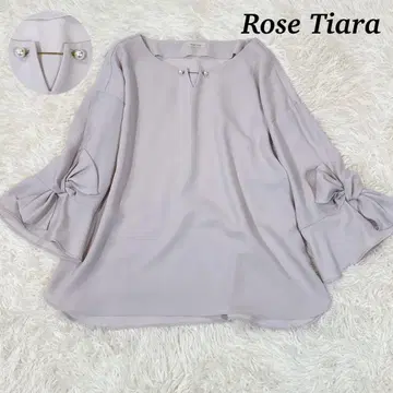 깨끗한 피부 로즈 티아라 7부 소매 리본 펄 핑 블라우스 46