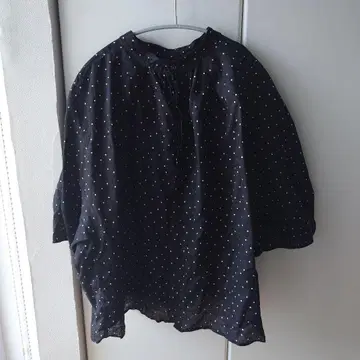 B.C.STOCK 프렌치 린넨 2way 블라우스 블랙 B 도트