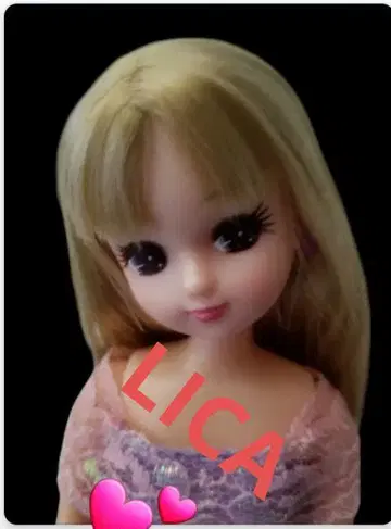 리카짱 인형 롱 금발 헤어 보라색 드레스 세트