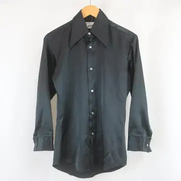 70s VINTAGE krishna's 새틴 셔츠 구제 의류 블랙