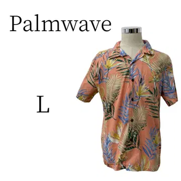 Palmwave 팜웨이브 오렌지 반팔 하와이안 셔츠 L