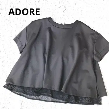 ADORE 어도어 분또 컷 티셔츠 블라우스 메쉬 도킹 블랙