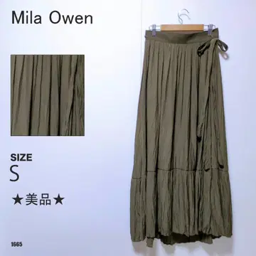 Mila Owen 미라 오웬 롱 스커트 카키 새상품급 허리 리본