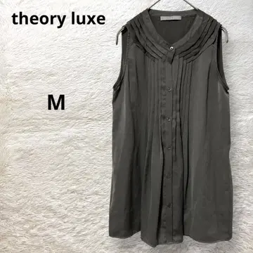 띠어리 럭스 슬리브리스 블라우스 노카라 셔츠 얇은 소재 광택 있음 M