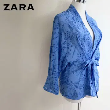 ZARA 자라 브로더리 코튼 랩 블라우스