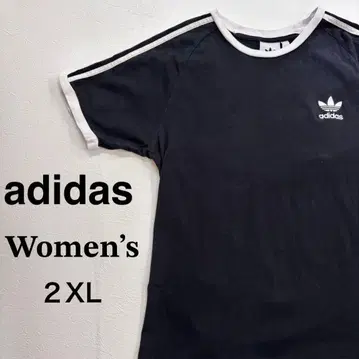 아디다스 오리지널 반팔 티셔츠 여성용 2XL 블랙 자수 로고