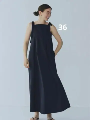 미사용 새상품 36 yori UV 숄더 리본 원피스