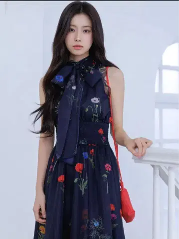 SNIDEL 스나이델 백 리본 쉬폰 원피스