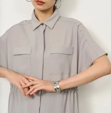 그레이 반팔 셔츠 원피스 롱 기장