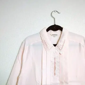 Vintage 셔츠 구제 의류 자수 패턴 쇼와 레트로 핑크
