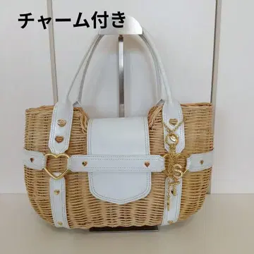 사만다 타바사 라탄 화이트&베이지 바스켓백